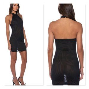 Sheer Mesh Halterneck Mini Dress